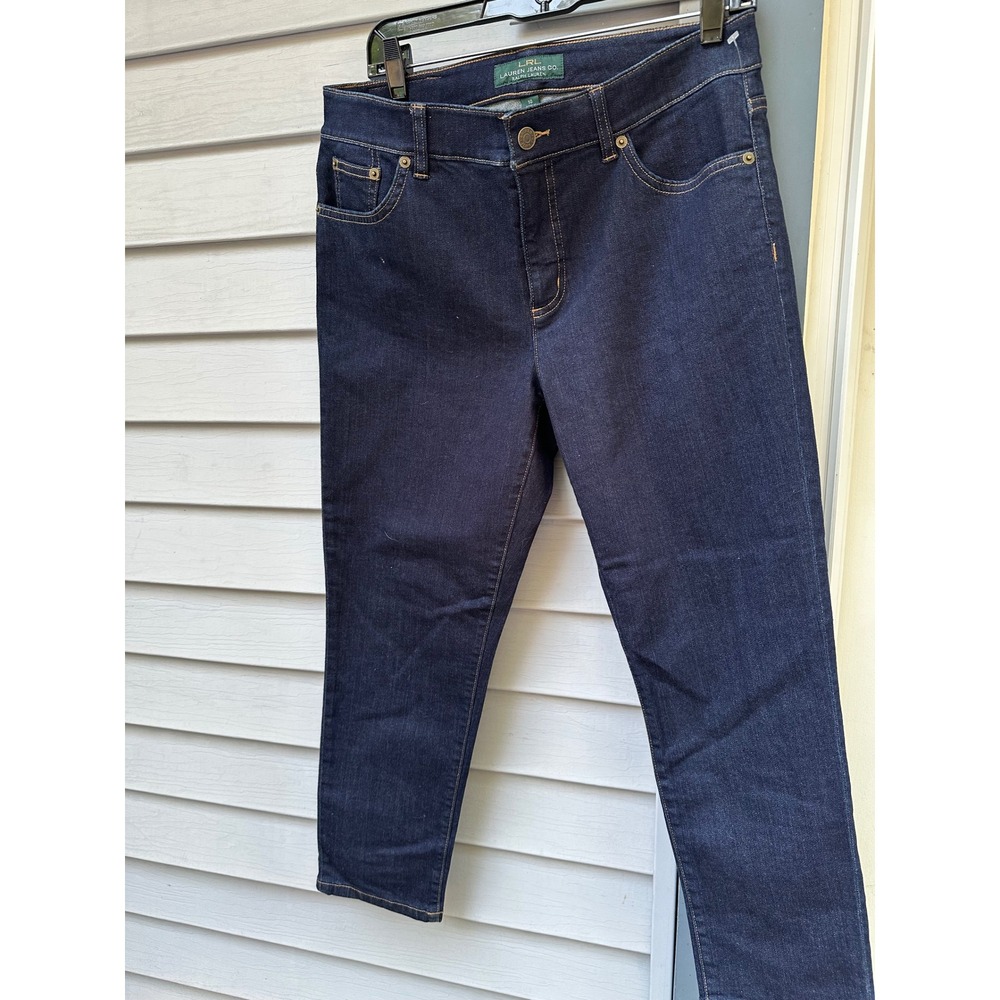 Lauren Ralph Lauren Jeans Co Classic Straight Cropped Indigo Denim Pants Blue 12